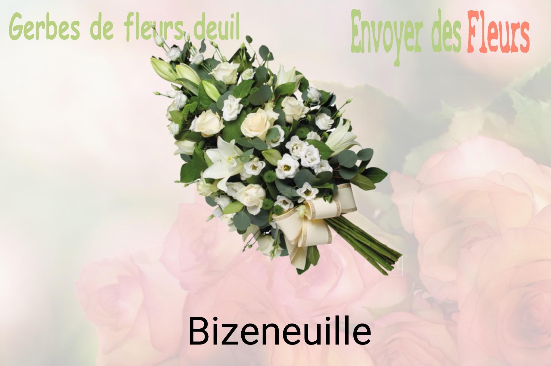 Gerbe de fleurs de deuil livrée à Bizeneuille